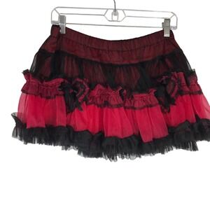 Tripp NYC Daang Goodman Red Black Tiered Tutu Mini Skirt Goth Punk Medium